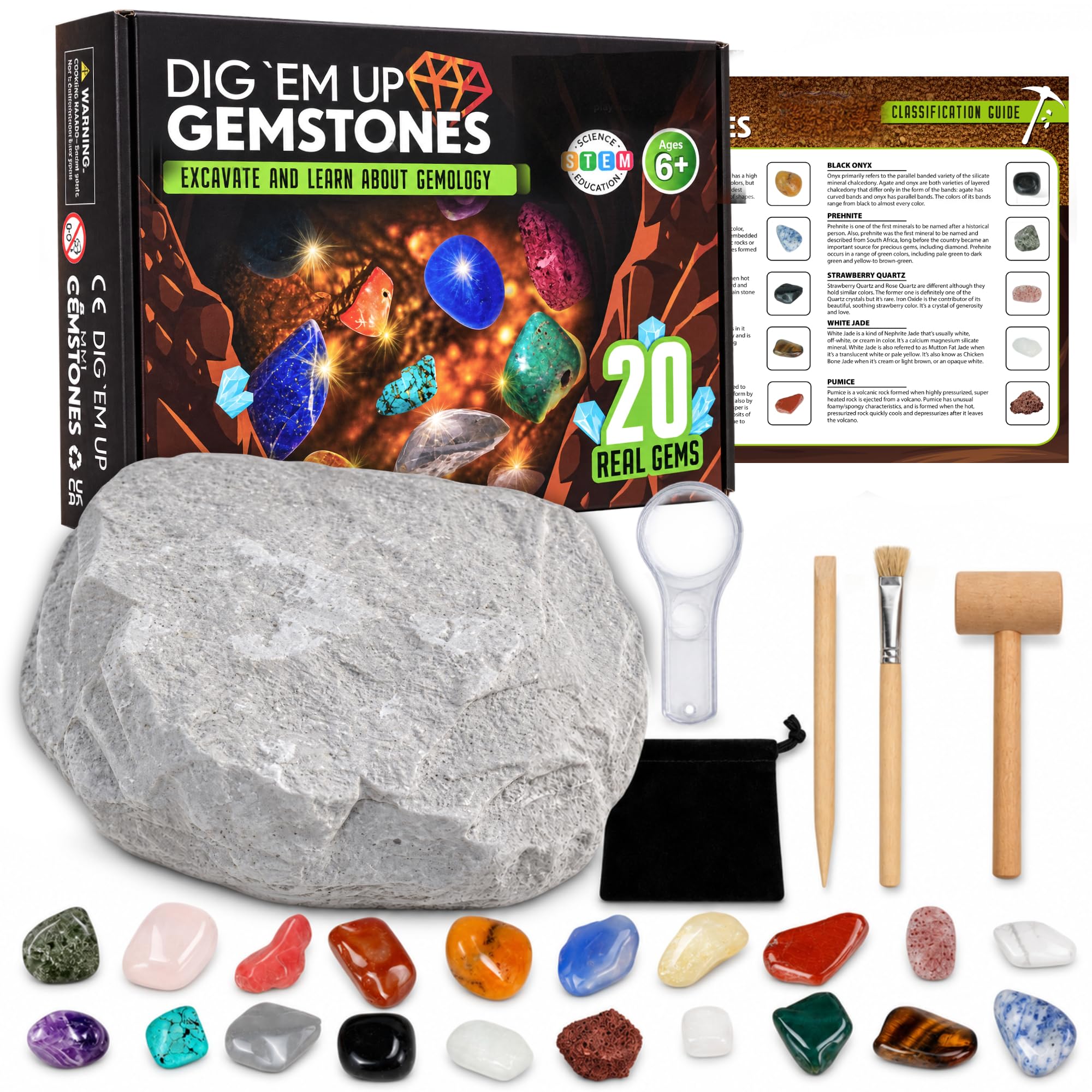 Amazon.com: LotFancy Gemstone Dig Kit for Kids, 20 Real Gems
